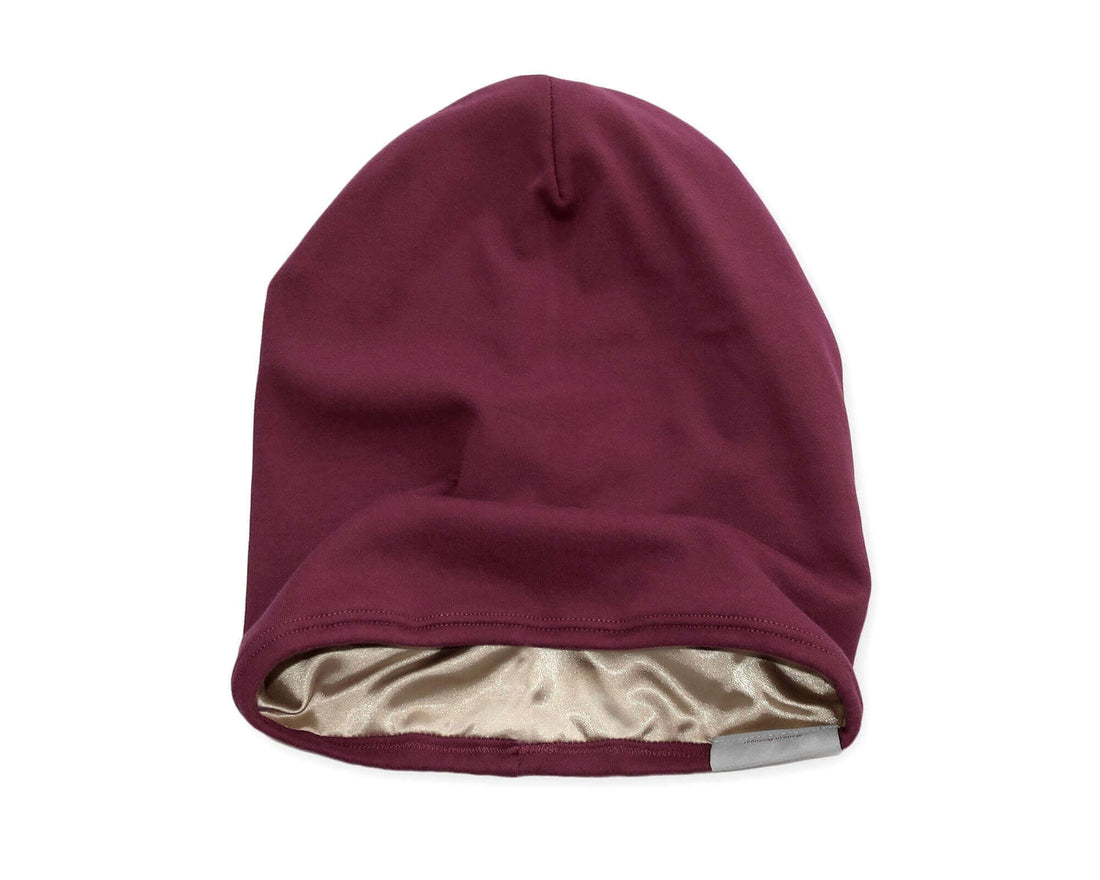 Bordeaux Red Satin Lined Beanie