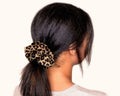 Silk Twill, Leopard Animal Print, Scrunchie, Large, 100 % Silk, Sustainable Luxury,Eco-Friendly Fabric