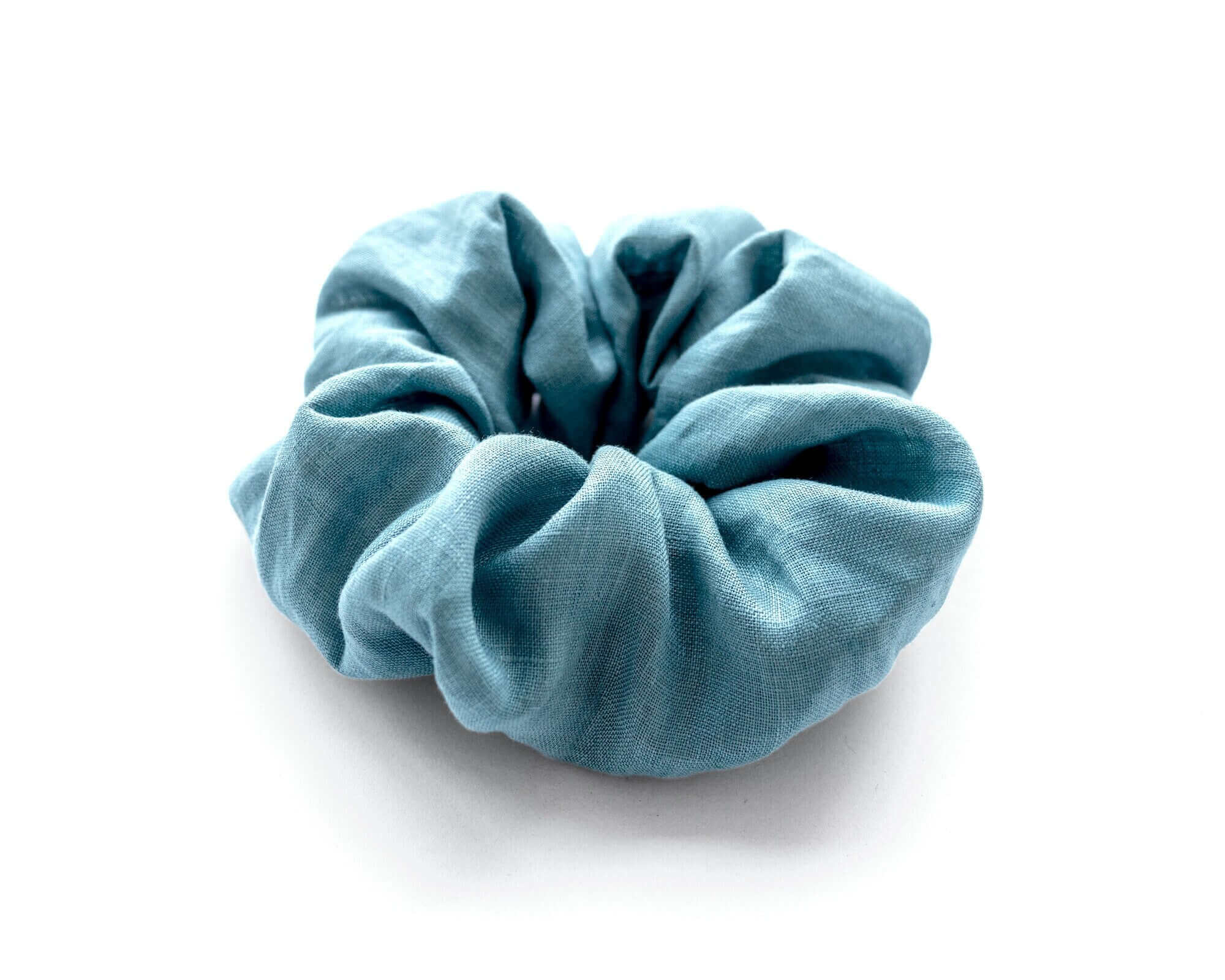 Sky Blue Linen Scrunchie Large Organic Elastic Luxury Sustainable, Eco-Friendly Fabric