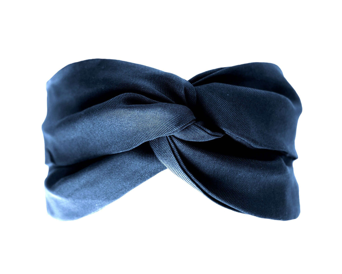 Navy, Silk Twill, Turban Headband, 100% Silk, Sustainable Luxury, Twist Headband, Eco-Friendly Fabric