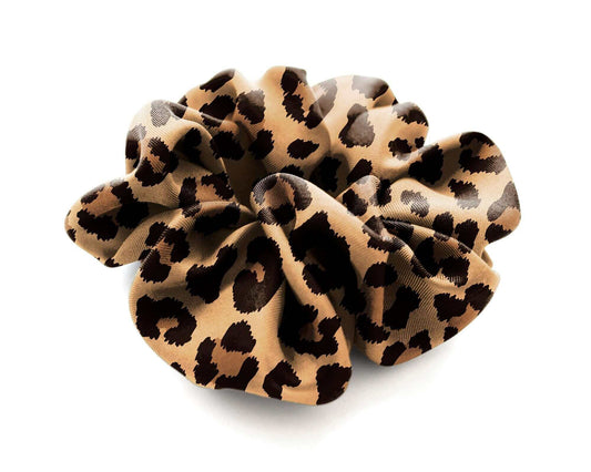 Silk Twill, Leopard Animal Print, Scrunchie, Large, 100 % Silk, Sustainable Luxury,Eco-Friendly Fabric