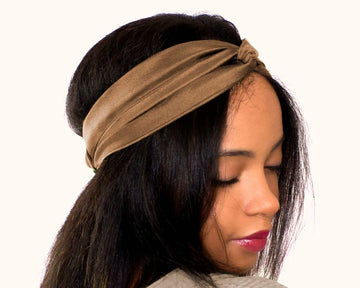 Mocha, Silk Twill, Turban Headband, 100% Silk, Sustainable Luxury, Twist Headband