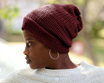 Satin Lined Knit Beanie Bordeaux Wool Mix