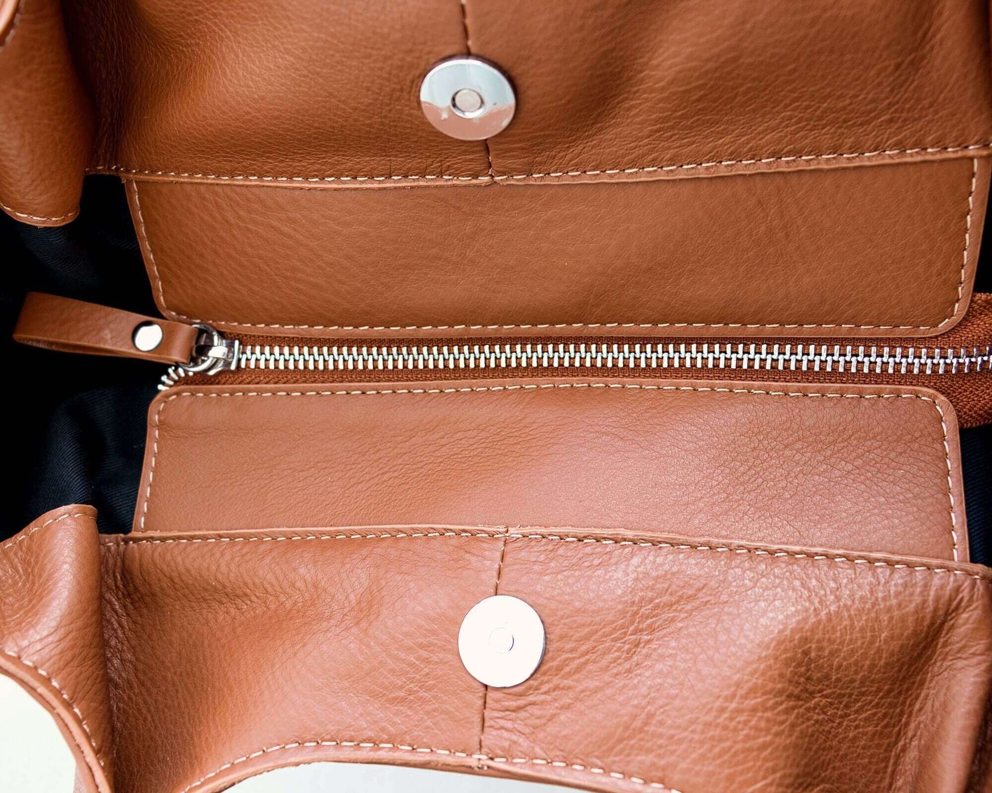 Leather Tote Bag, Camel Brown, Two-Toned Shoulder Bag, Crossbody Bag, Expandable, "Maya" Bag
