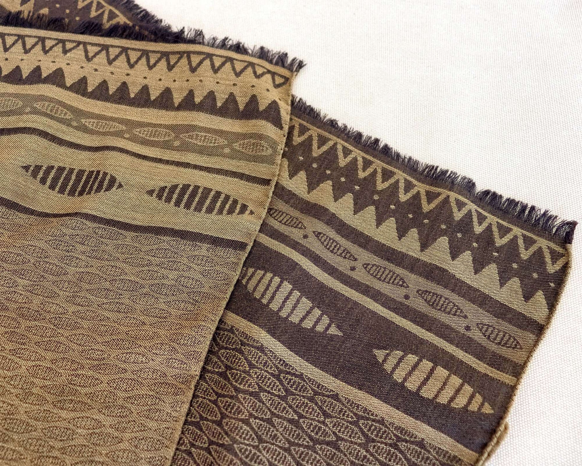 Beige Jacquard Scarf, Silk Wool Blend, Original Design, Fall Shawl, Winter Scarf, Made In Italy