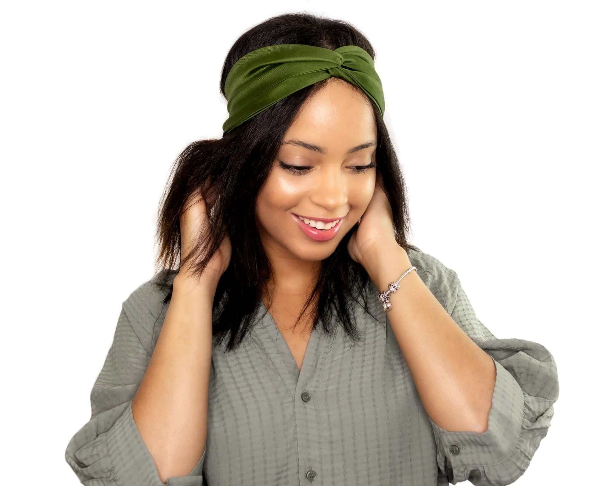 Emerald, Silk Twill, Turban Headband, 100% Silk, Sustainable Luxury, Twist Headband, Eco-Friendly Fabric