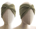 Khaki, Twist Stretch Headband, 95% Viscose Material (wood pulp)