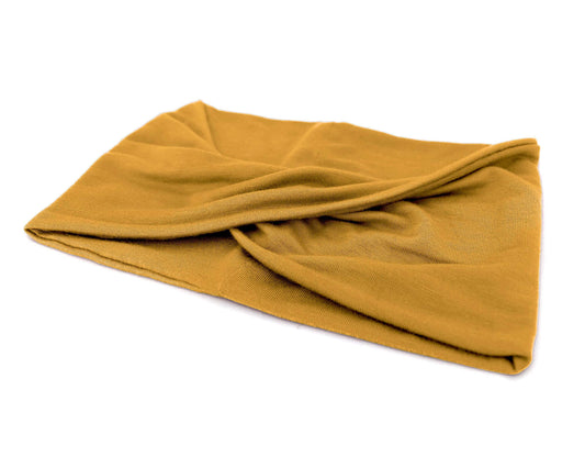Mustard Yellow Twist Stretch Headband 95% Viscose Fabric (wood pulp)