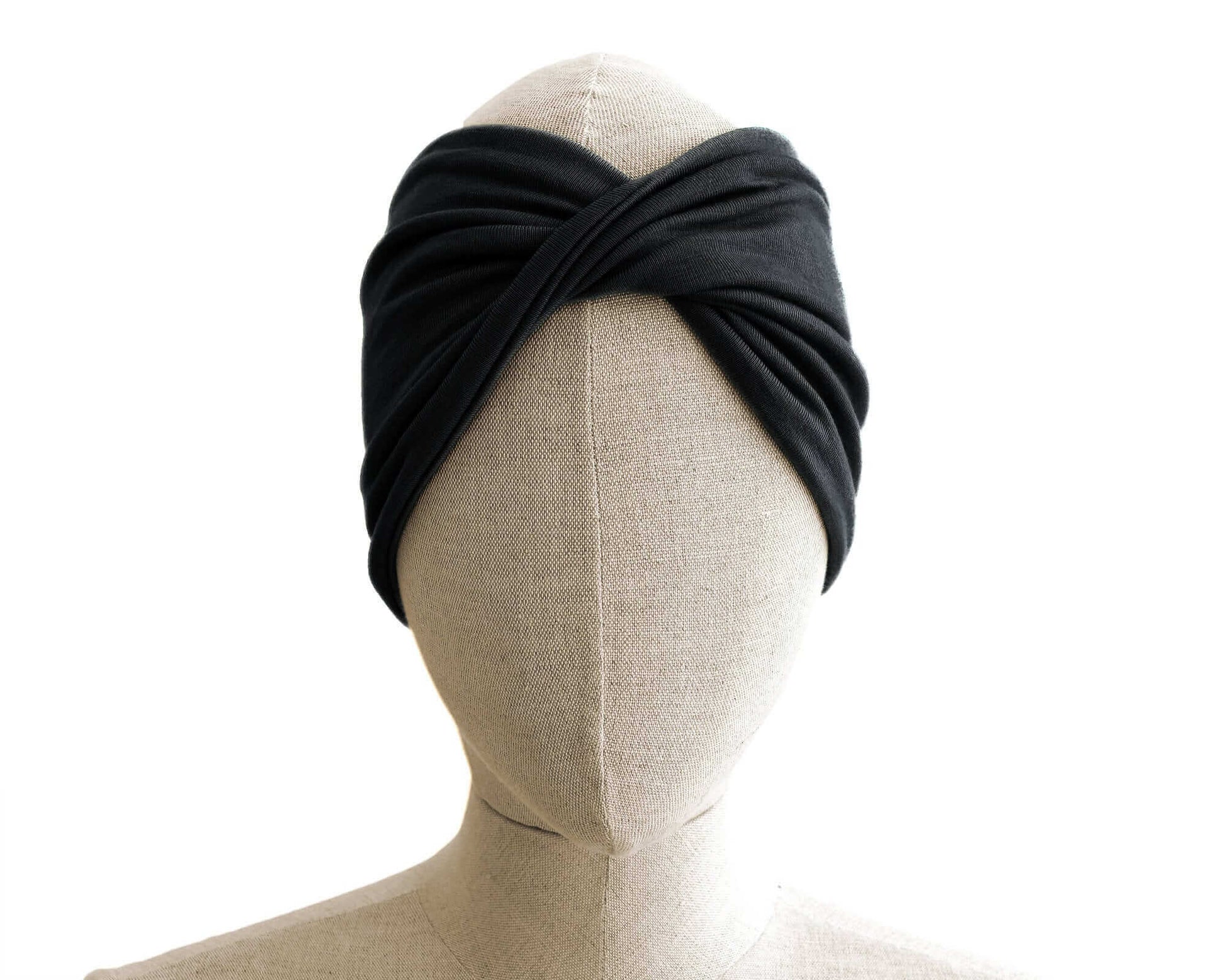 Black, Twist Stretch Headband, 95% Viscose Material (wood pulp)