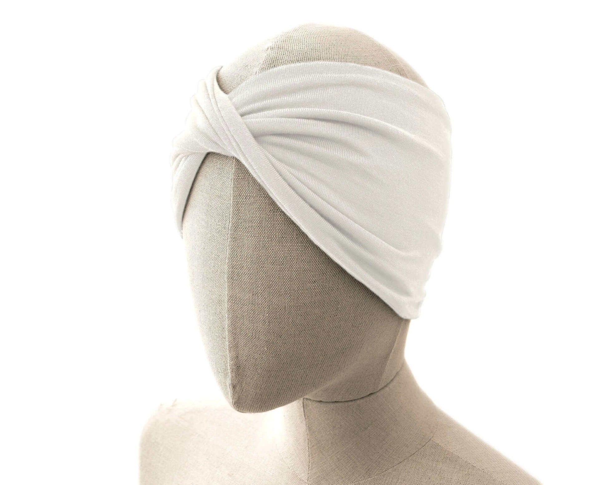 Ivory White, Twist Stretch Headband, 95% Viscose Material (wood pulp)