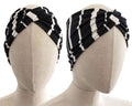 Black & White, Twist Stretch Headband, Stripe Headband, Viscose Fabric (wood pulp) Mix