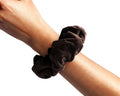 Dark Brown, Velvet Scrunchie, Large, Organic Eco Elastic