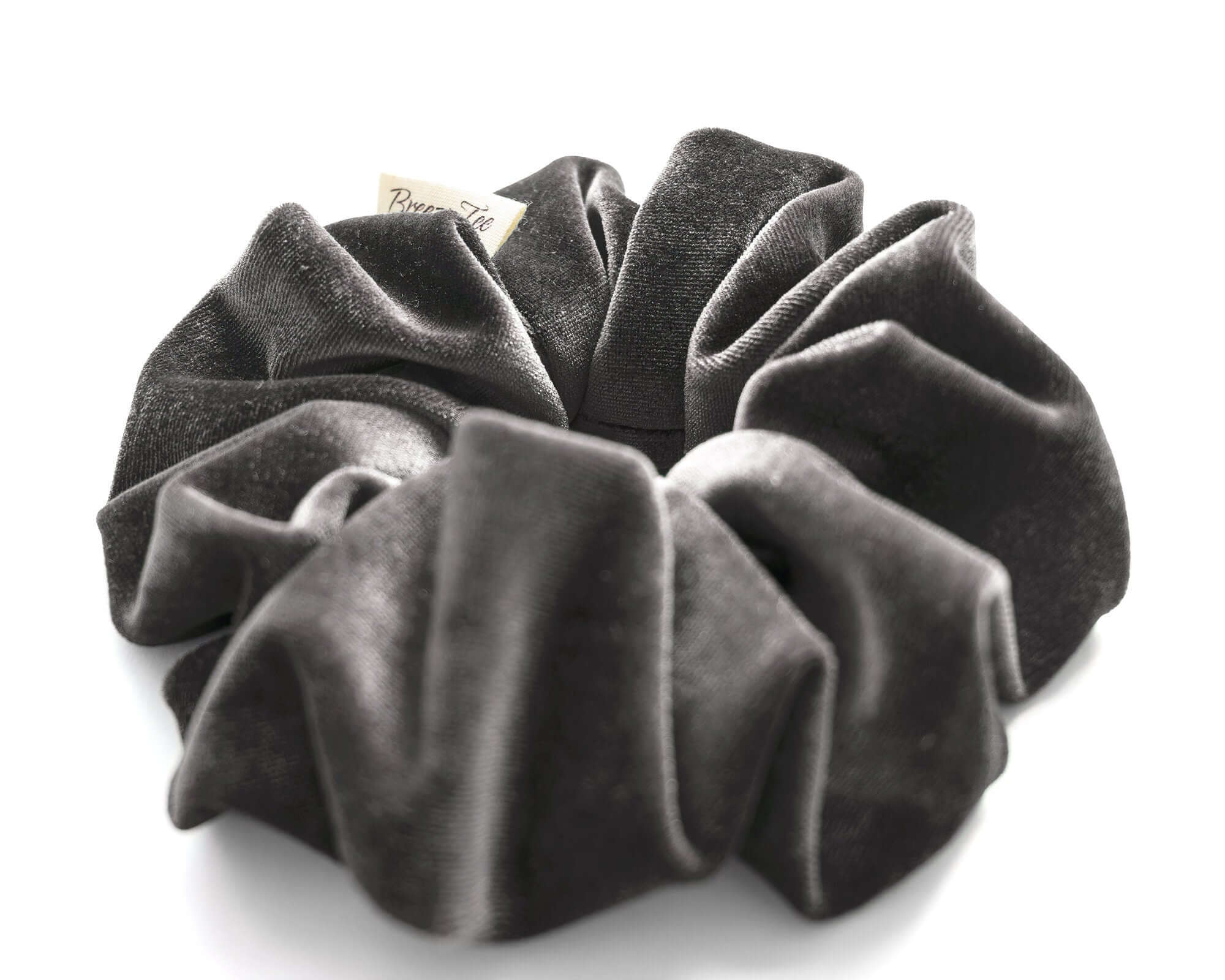 Gray, Velvet Scrunchie, Large, Organic Eco Elastic