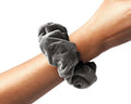 Gray, Velvet Scrunchie, Large, Organic Eco Elastic