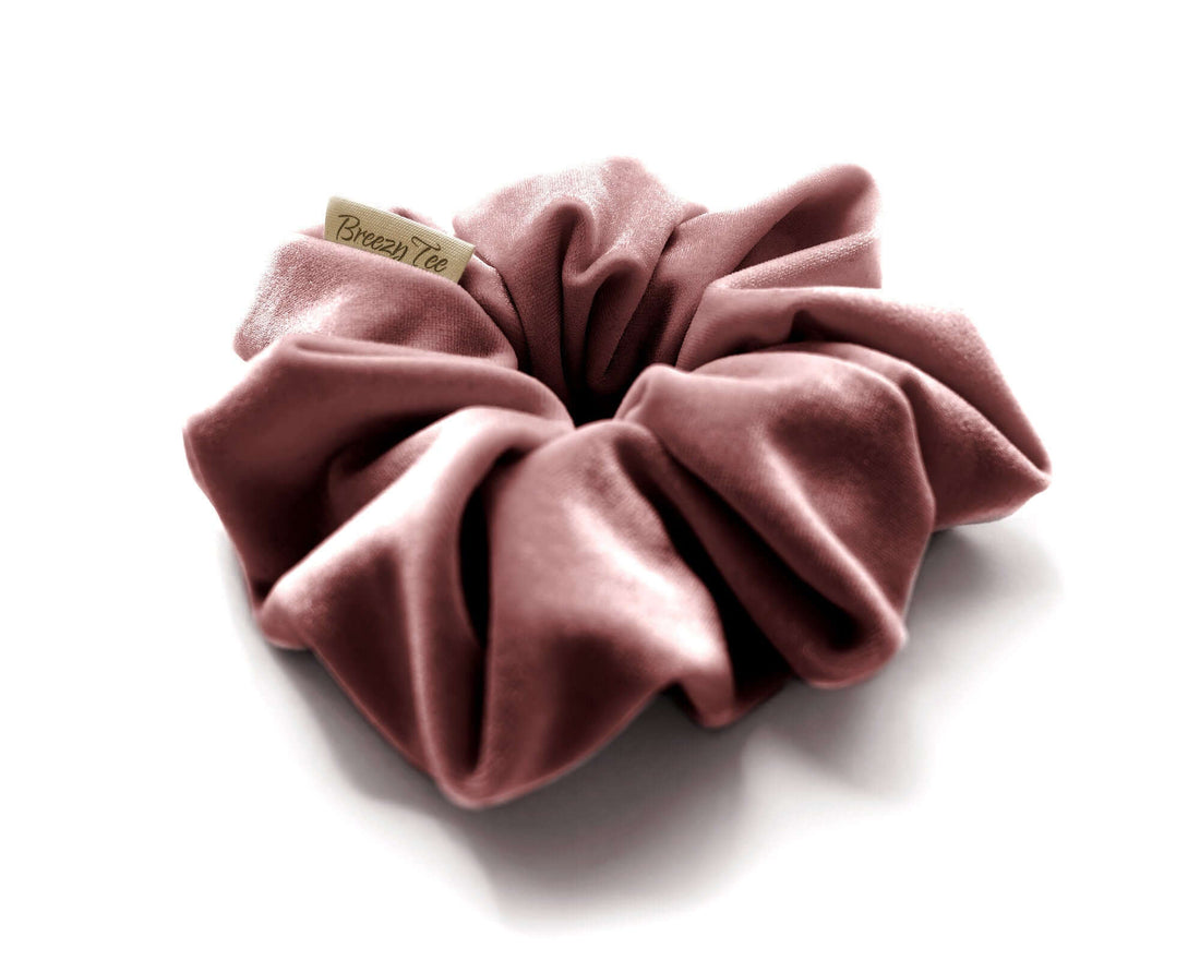 Dusty Rose, Velvet Scrunchie, Large, Organic Eco Elastic