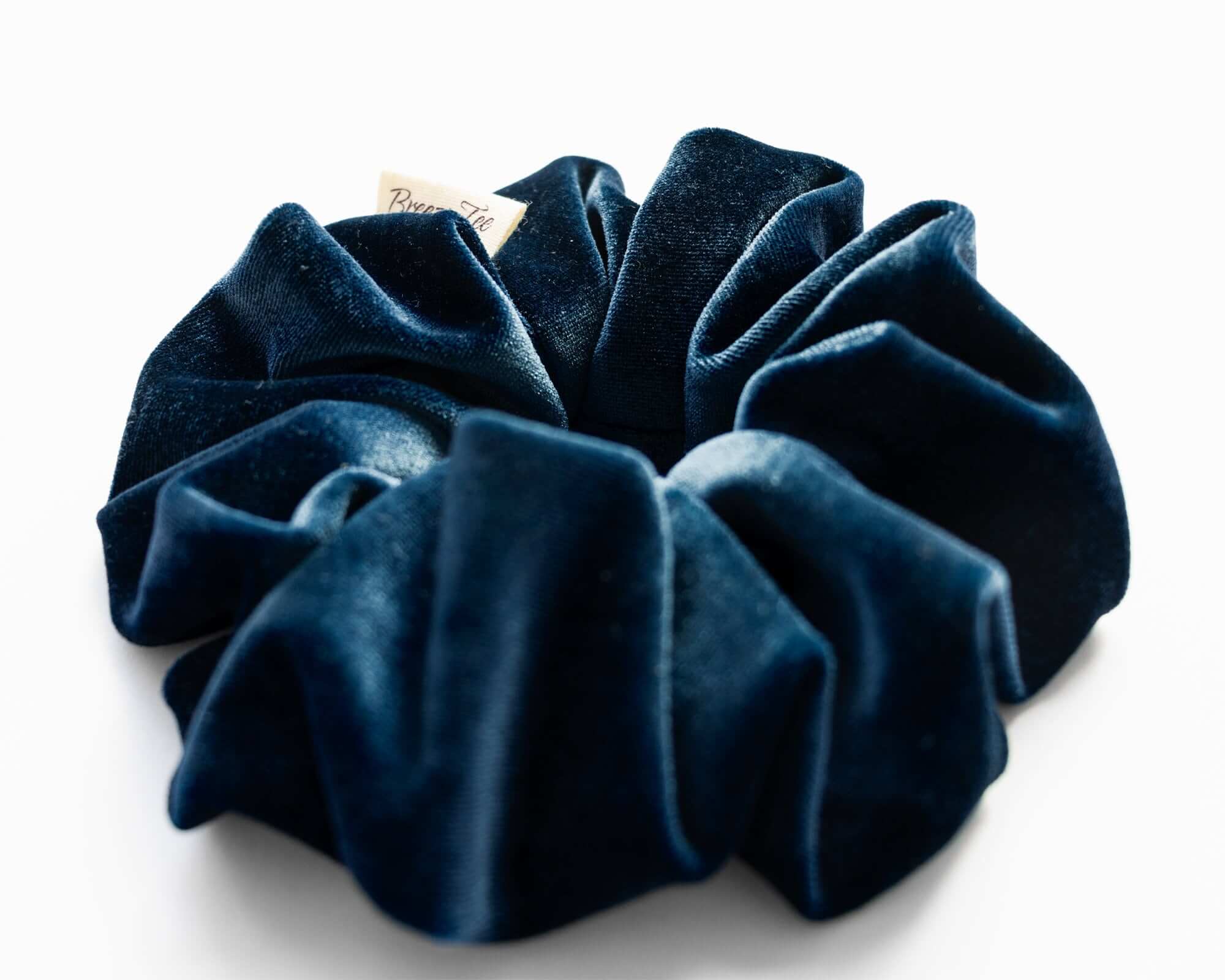 Navy Blue, Velvet Scrunchie, Large, Organic Eco Elastic