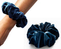 Navy Blue, Velvet Scrunchie, Large, Organic Eco Elastic