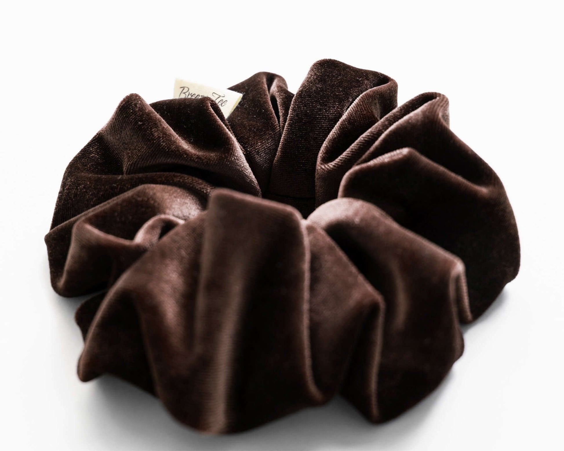 Dark Brown, Velvet Scrunchie, Large, Organic Eco Elastic