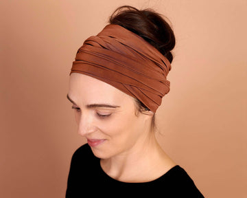 Burnt Orange Boho Head Wrap Wide Headband Multipurpose